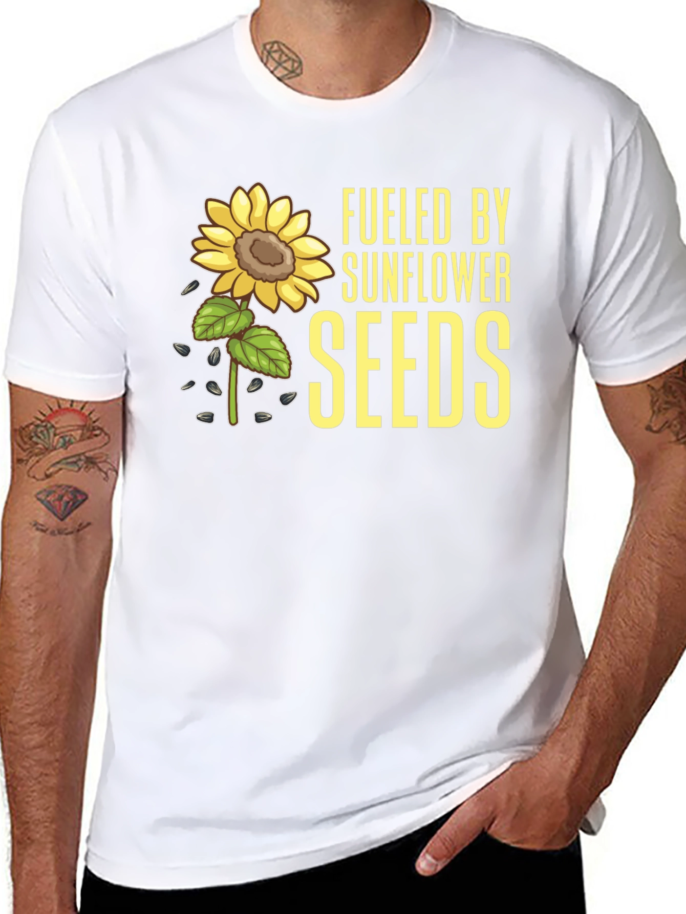 Sunflower Seeds Graphic Tee - Black Cotton T-Shirt