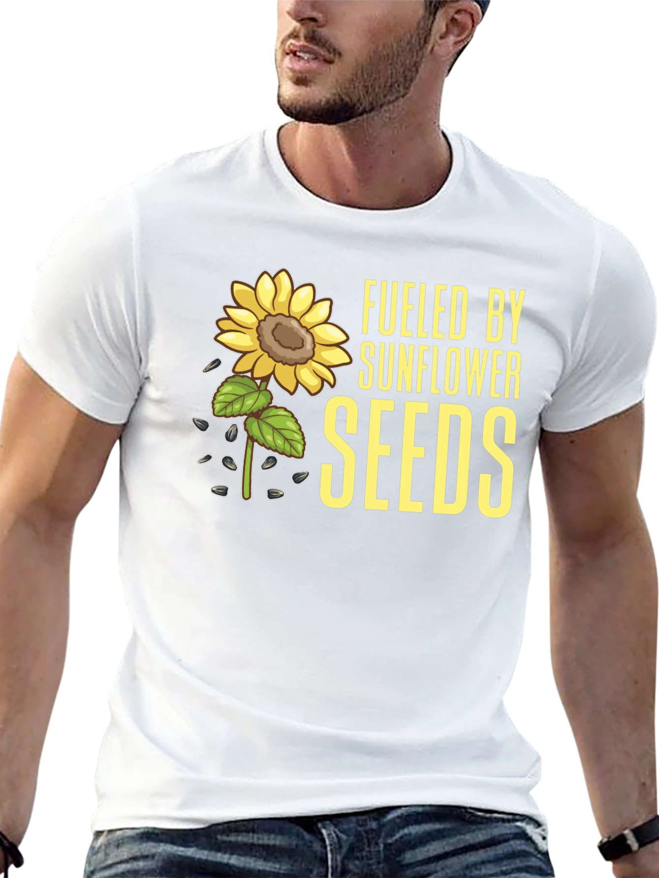 Sunflower Seeds Graphic Tee - Black Cotton T-Shirt