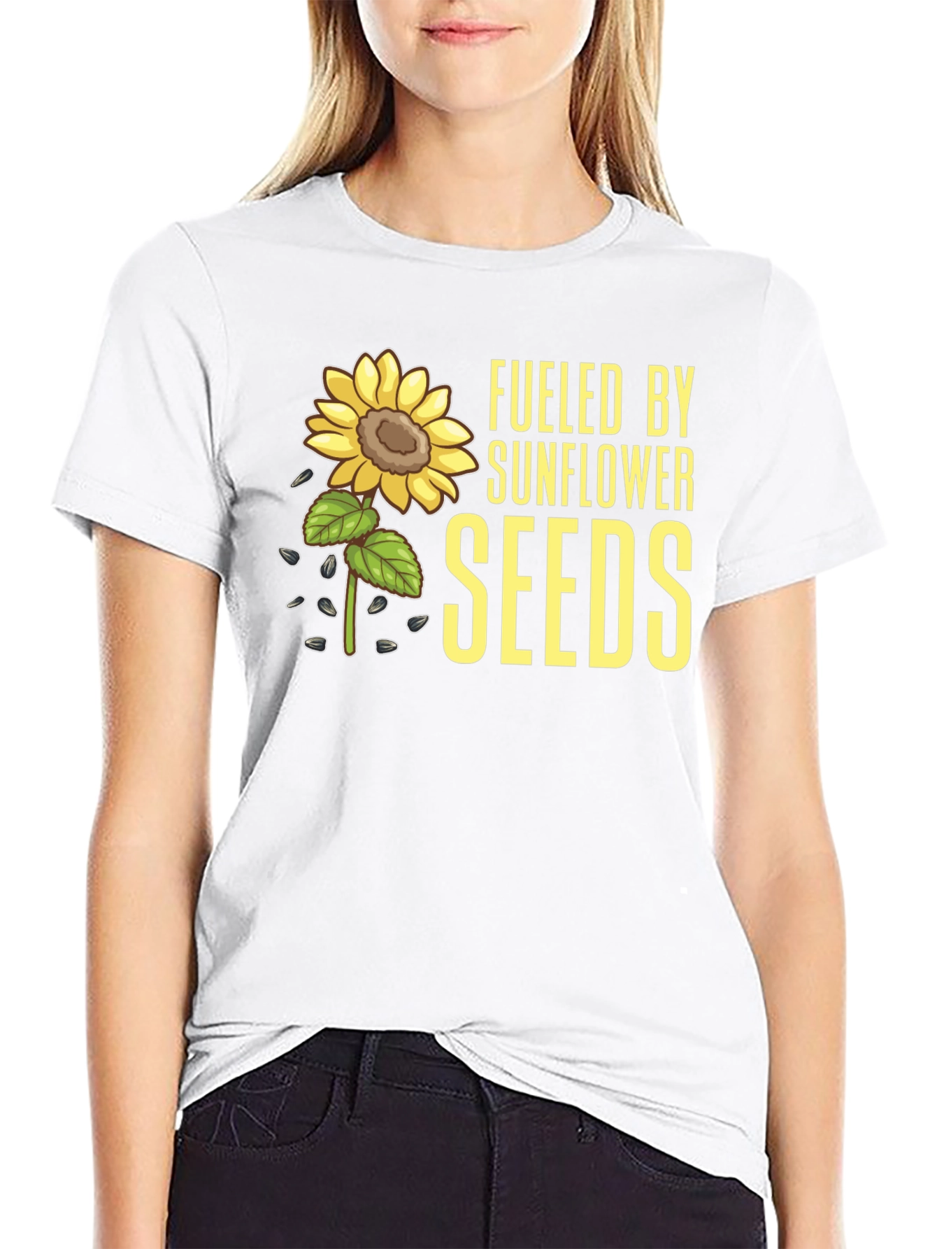 Sunflower Seeds Graphic Tee - Black Cotton T-Shirt