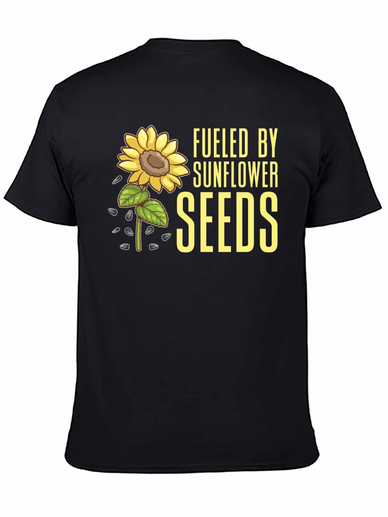 Sunflower Seeds Graphic Tee - Black Cotton T-Shirt