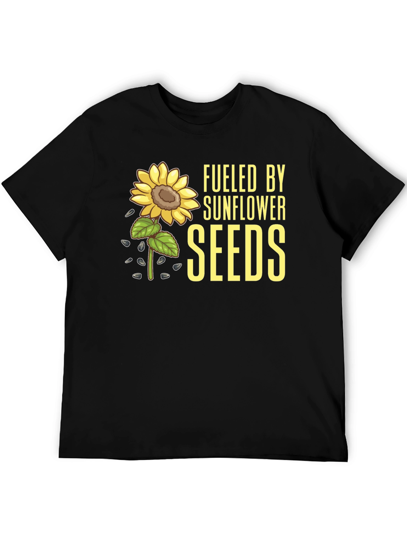 Sunflower Seeds Graphic Tee - Black Cotton T-Shirt