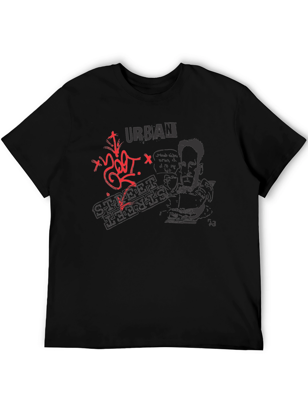Urban Street Style Graphic Tee - Black