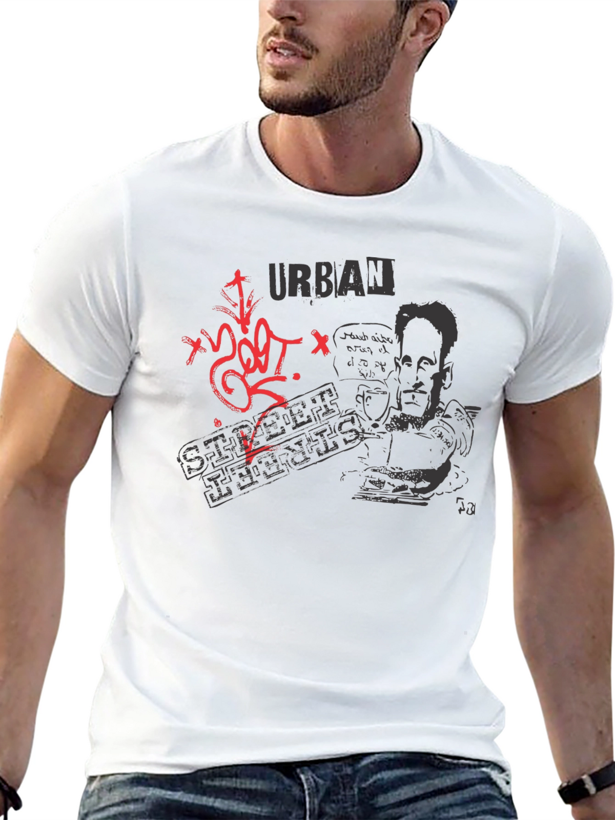 Urban Street Style Graphic Tee - Black