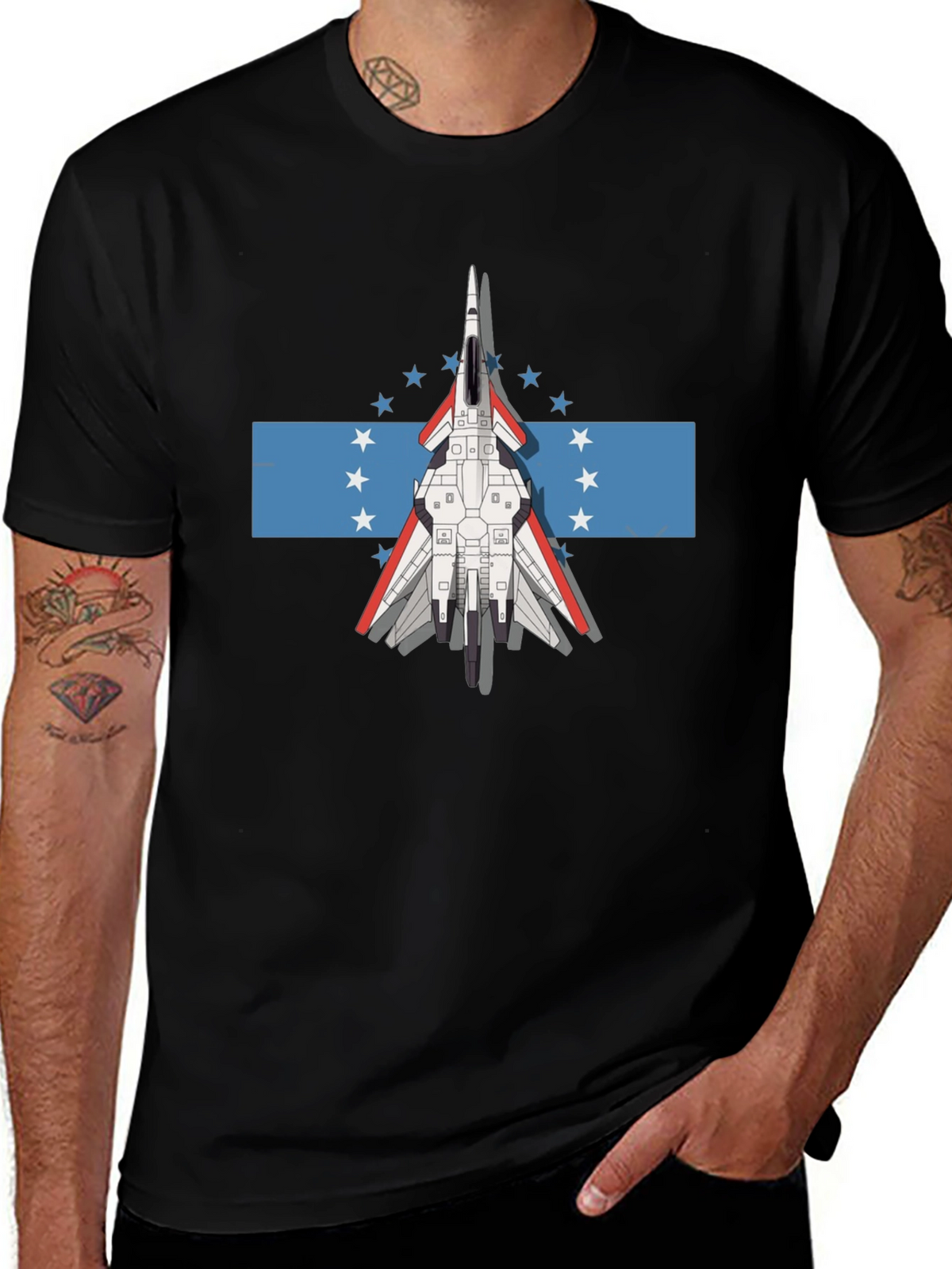 Jet Fighter Tee - Honduras Flag Inspired Graphic T-Shirt