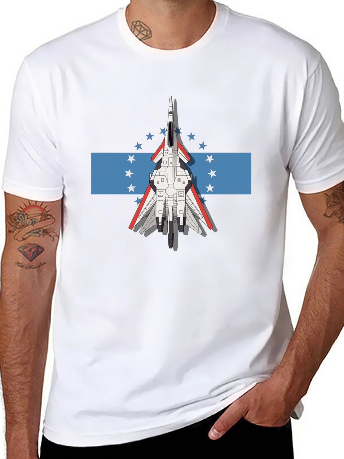Jet Fighter Tee - Honduras Flag Inspired Graphic T-Shirt