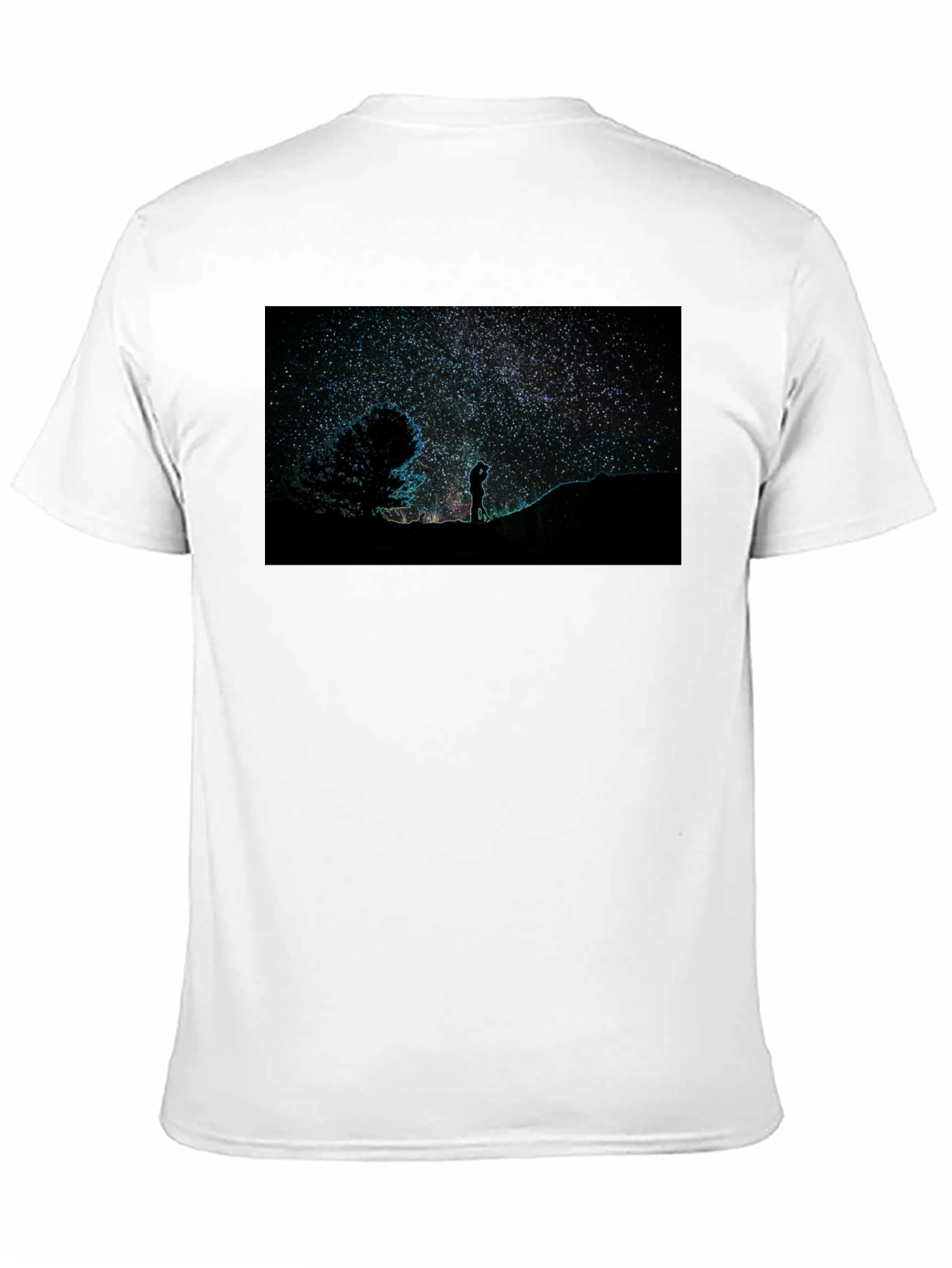 Starry Night Sky Graphic Print Black T-Shirt