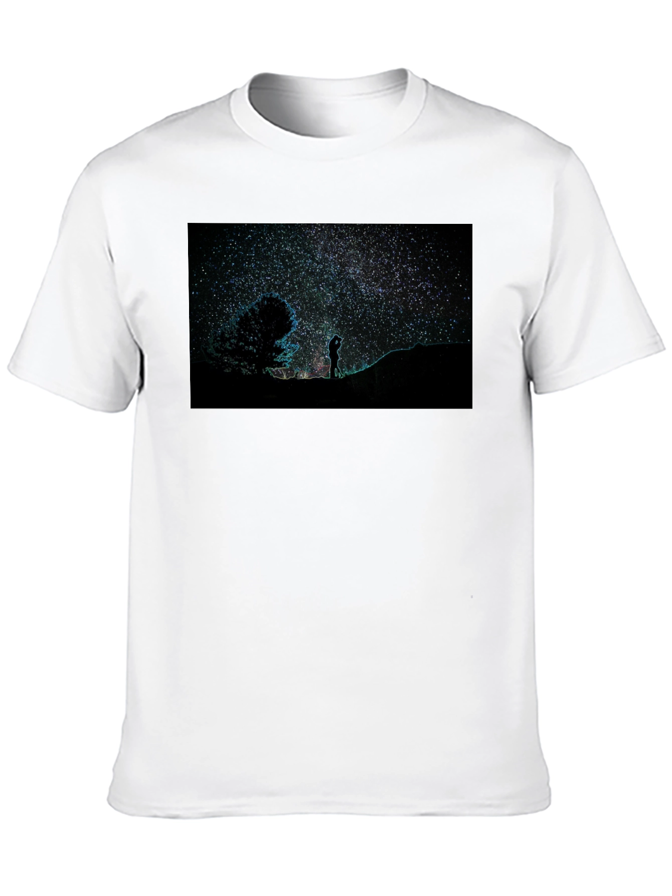 Starry Night Sky Graphic Print Black T-Shirt