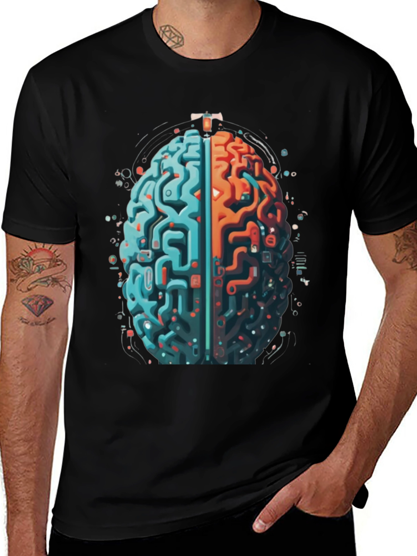 Brain Circuit Graphic Tee - Black