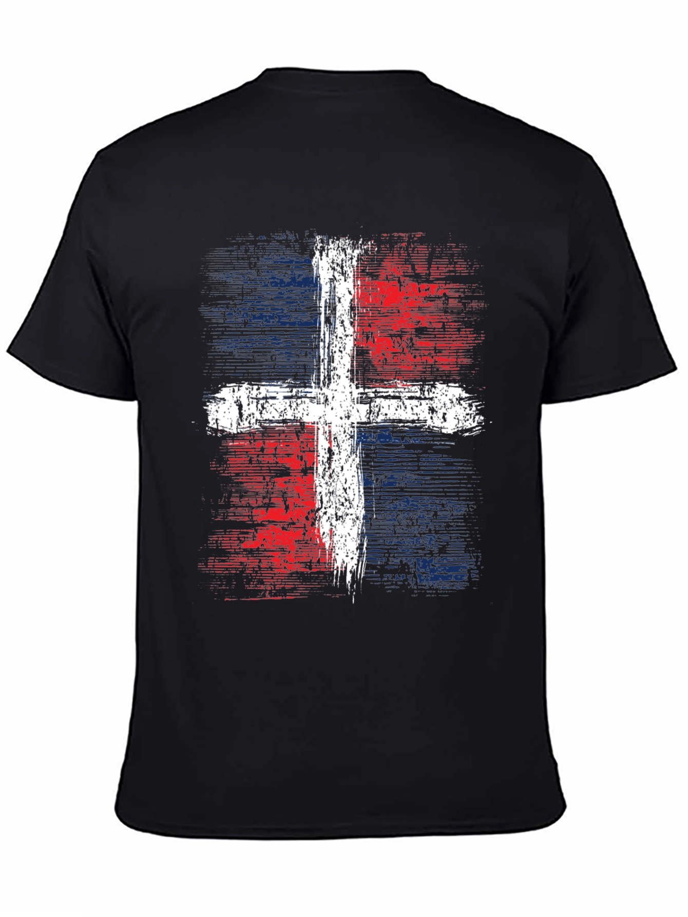Dominican Republic Flag Cross Graphic T-Shirt