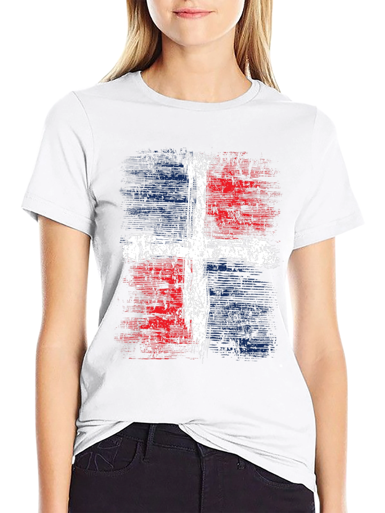 Dominican Republic Flag Cross Graphic T-Shirt