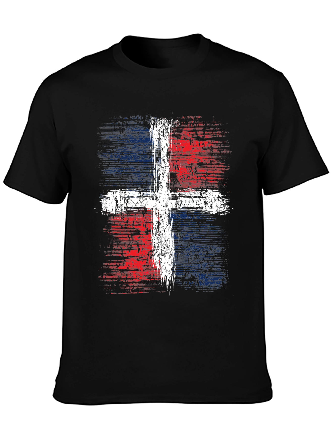 Dominican Republic Flag Cross Graphic T-Shirt