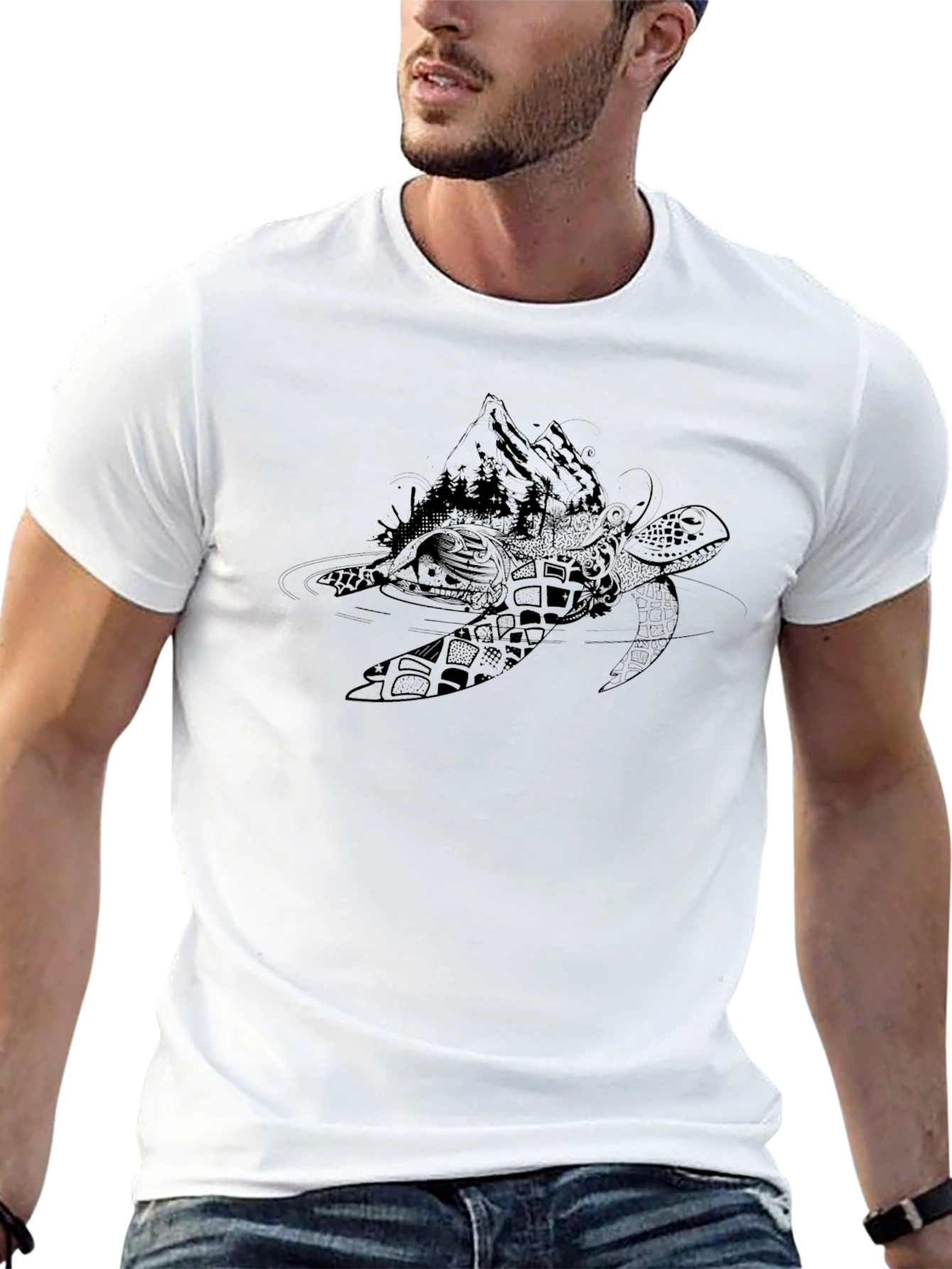 Black Turtle Graphic Tee - Nature Inspired Design