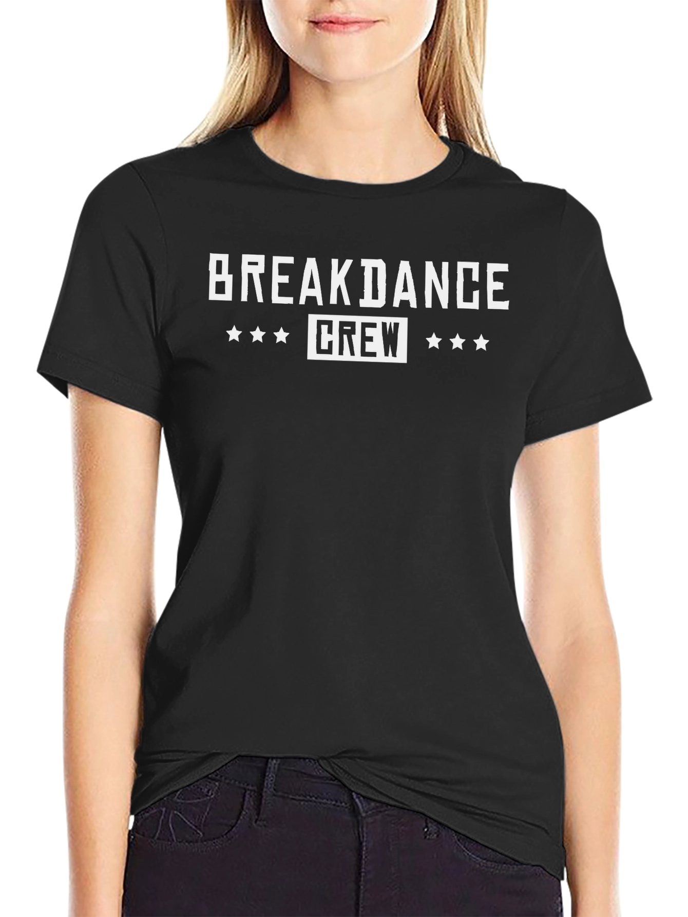 Breakdance Crew Graphic Tee - Black Cotton T-Shirt
