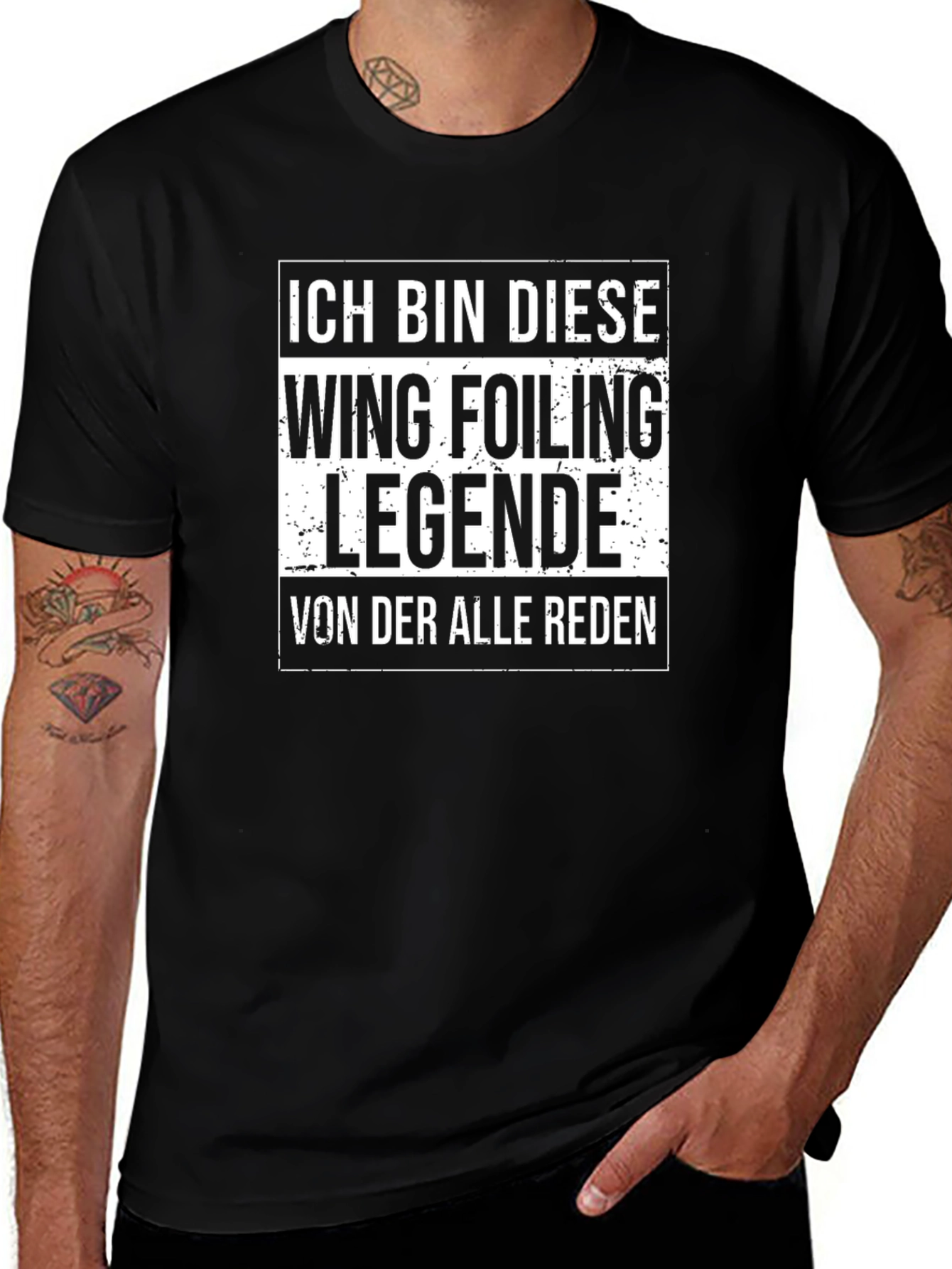 Wing Foiling Legende T-Shirt - Black Cotton Tee