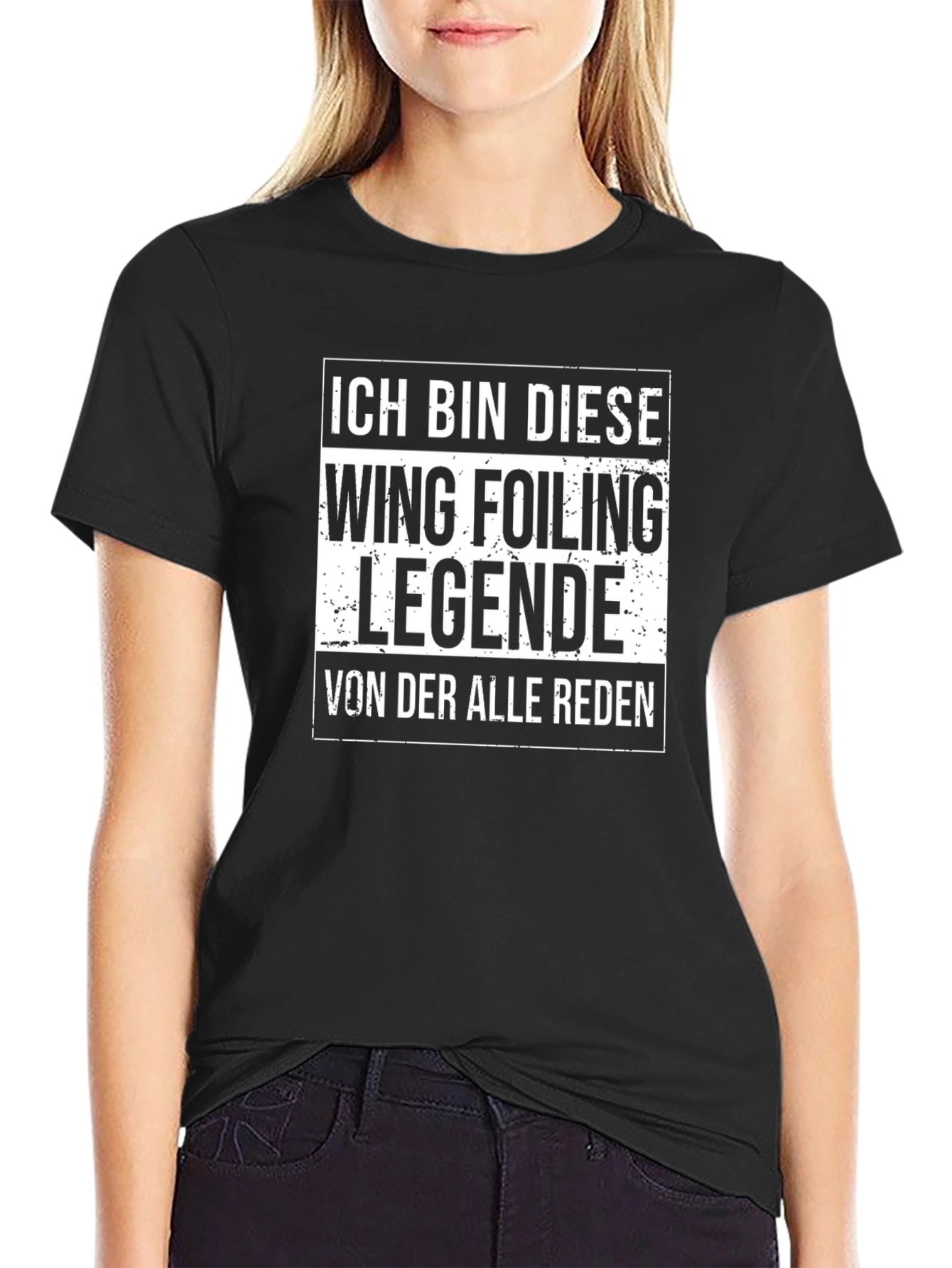 Wing Foiling Legende T-Shirt - Black Cotton Tee