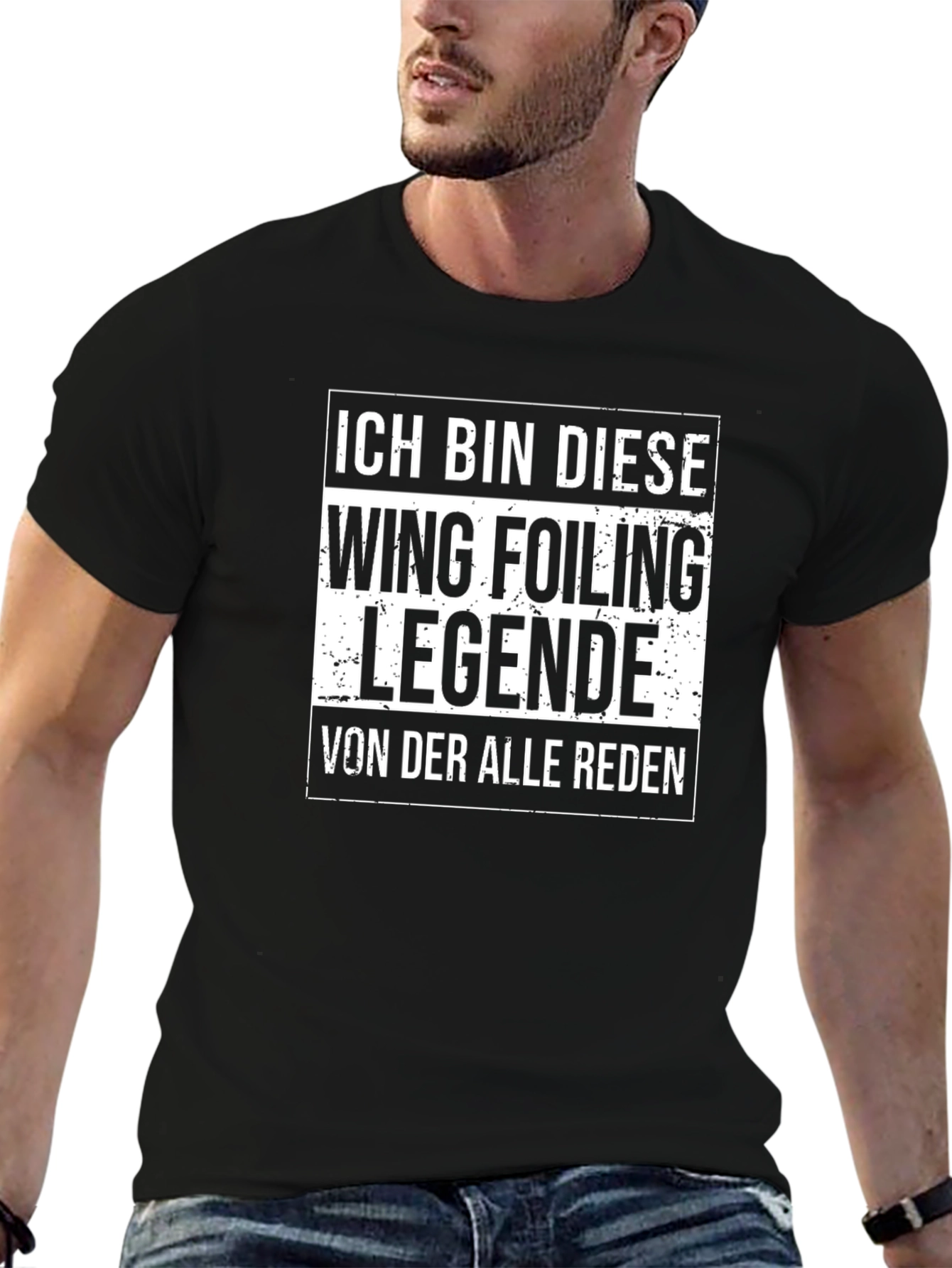 Wing Foiling Legende T-Shirt - Black Cotton Tee