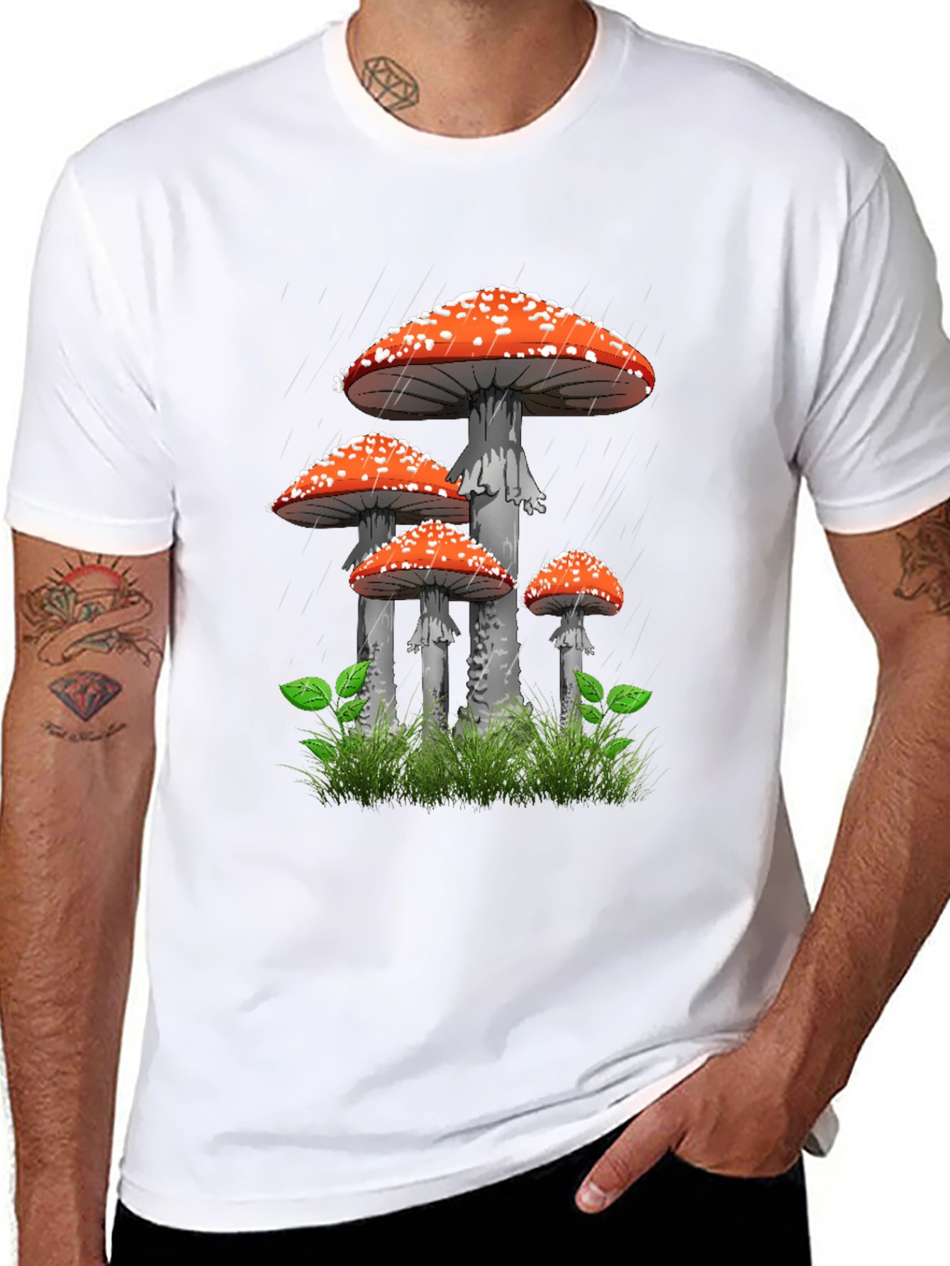 Mushroom Graphic T-Shirt - Quirky Black Tee