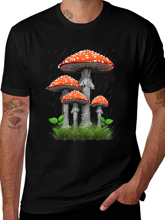 Mushroom Graphic T-Shirt - Quirky Black Tee