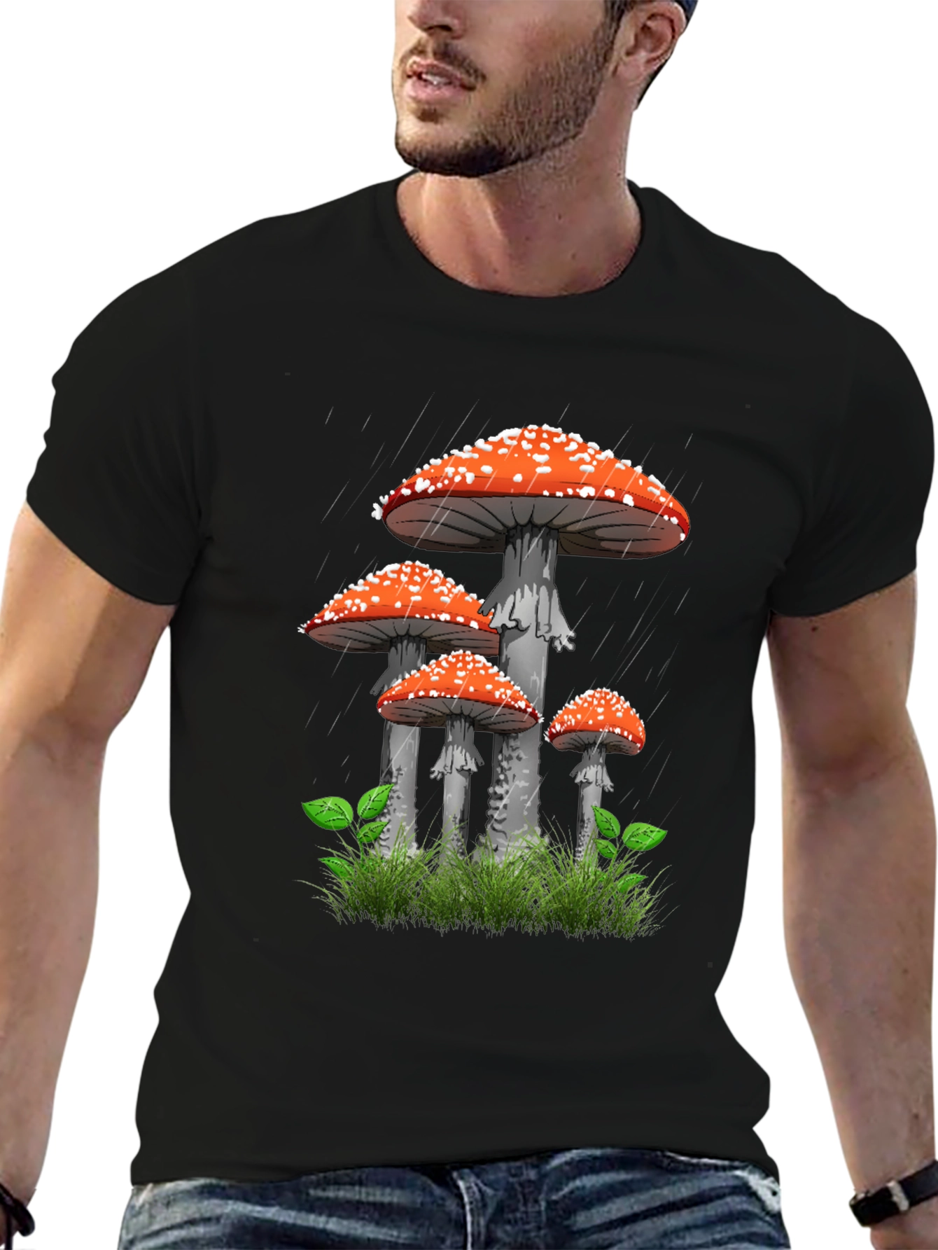 Mushroom Graphic T-Shirt - Quirky Black Tee