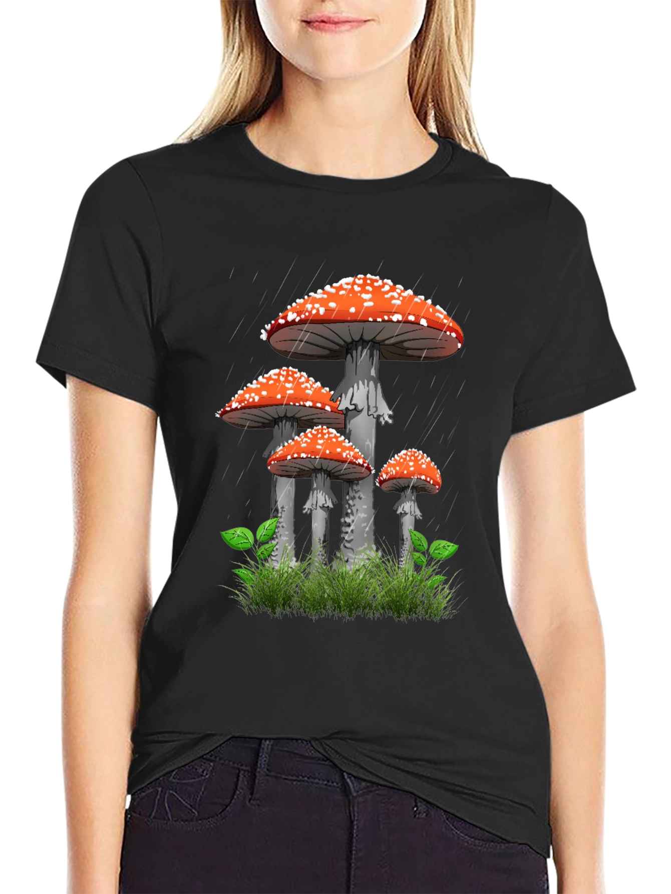 Mushroom Graphic T-Shirt - Quirky Black Tee