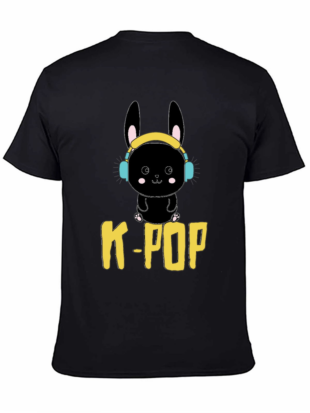 K-Pop Bunny Graphic Tee - Black