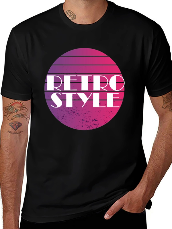 Retro Style Graphic Tee - Gradient Circle Design