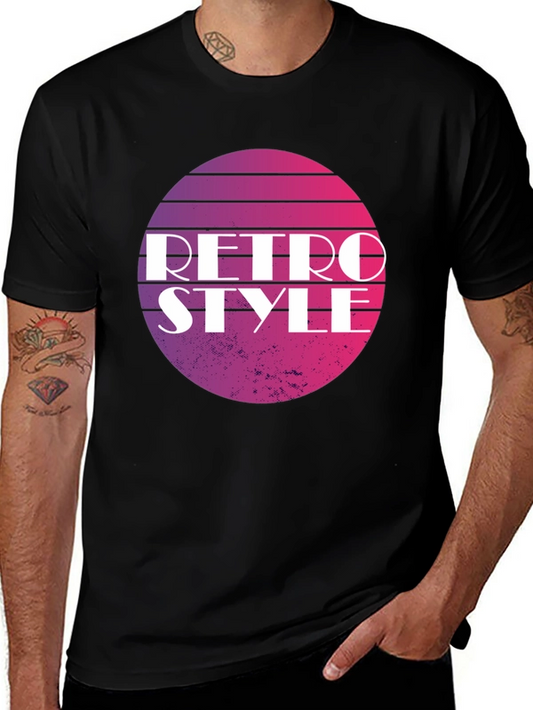 Retro Style Graphic Tee - Gradient Circle Design