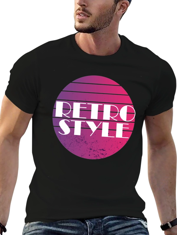 Retro Style Graphic Tee - Gradient Circle Design