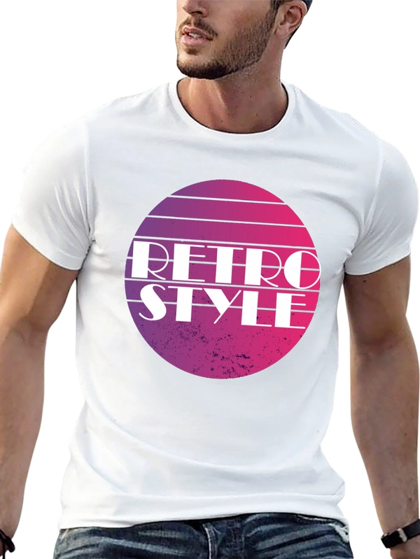 Retro Style Graphic Tee - Gradient Circle Design