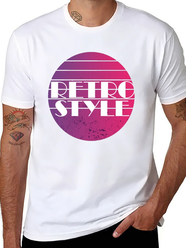 Retro Style Graphic Tee - Gradient Circle Design