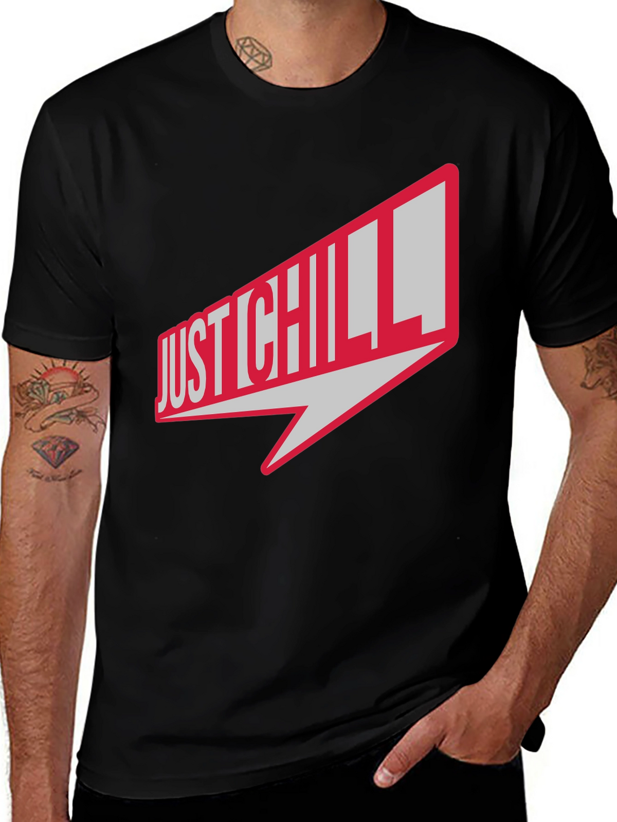 Just Chill Graphic Tee - Black Casual T-Shirt