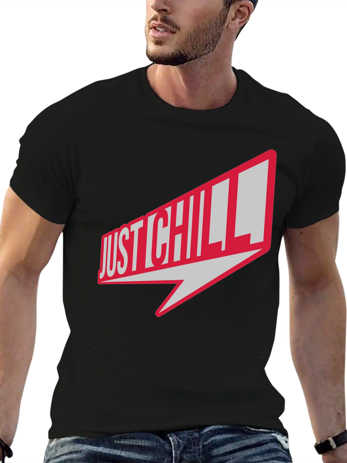 Just Chill Graphic Tee - Black Casual T-Shirt