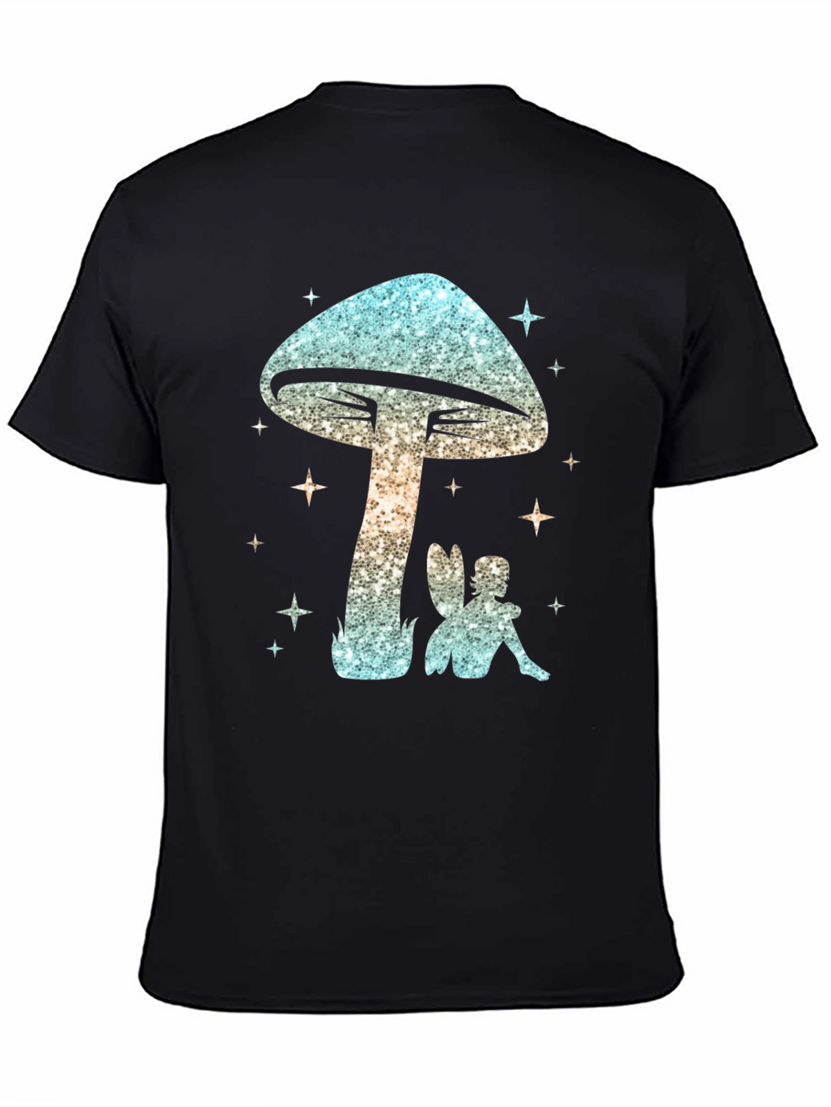Magical Mushroom & Fairy Black T-Shirt