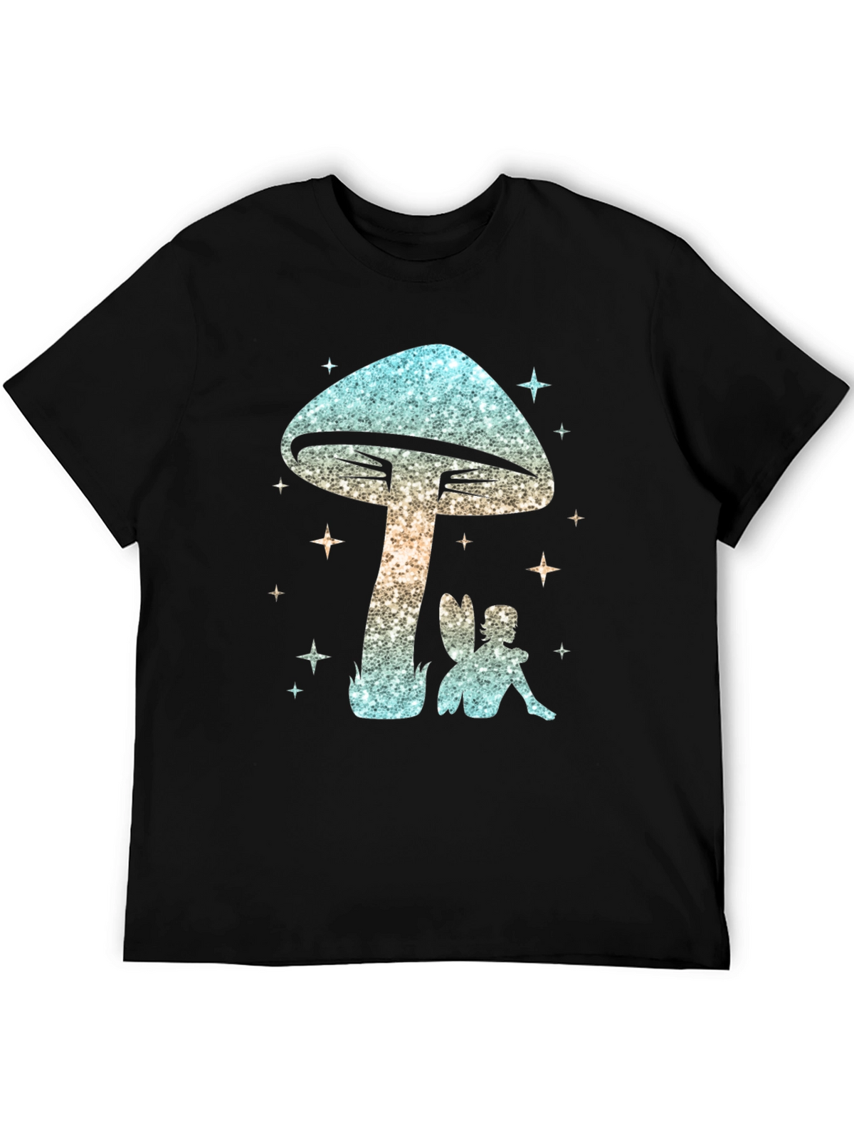 Magical Mushroom & Fairy Black T-Shirt