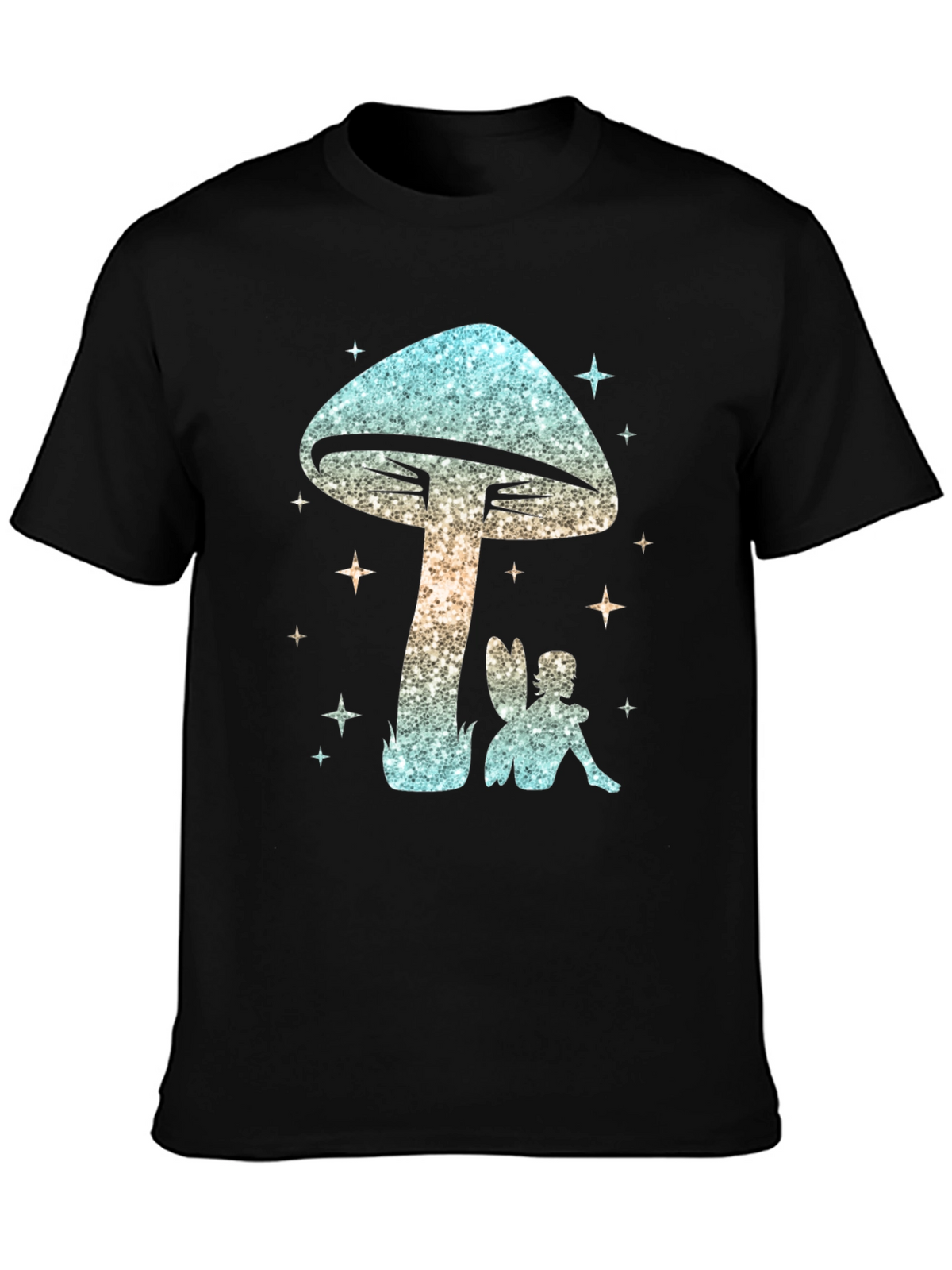 Magical Mushroom & Fairy Black T-Shirt