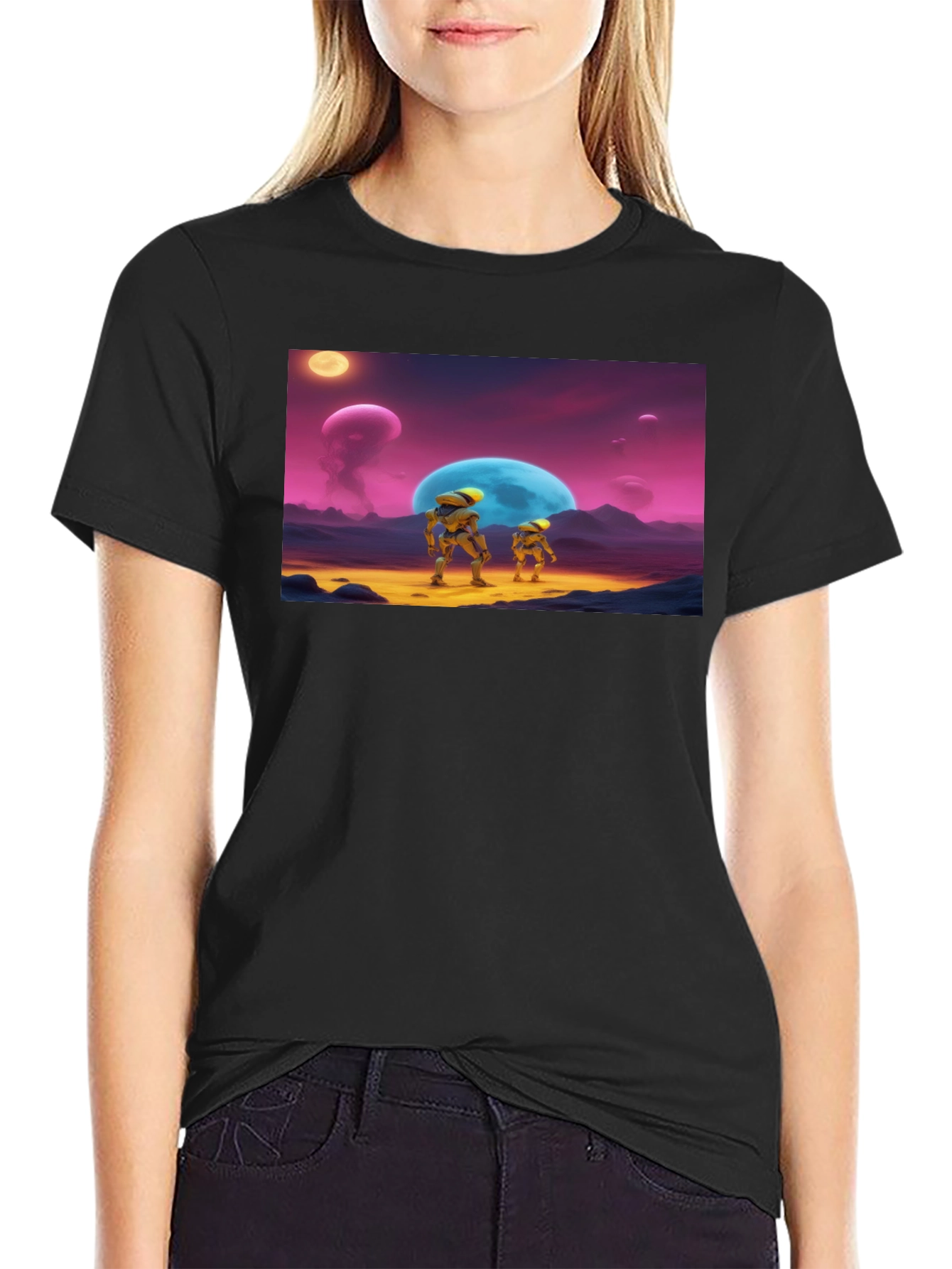 Retro Sci-Fi Crew Neck T-Shirt