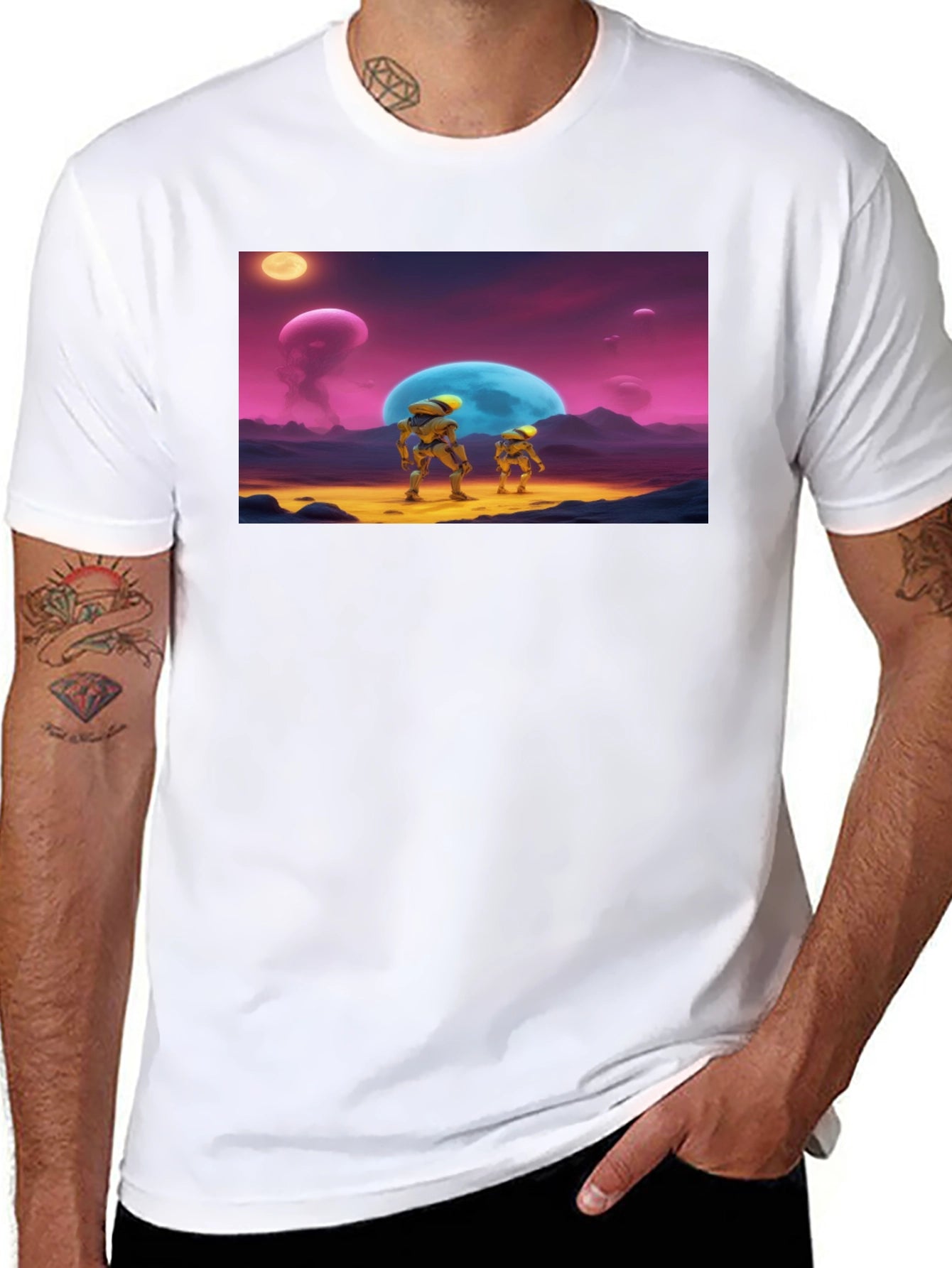 Retro Sci-Fi Crew Neck T-Shirt
