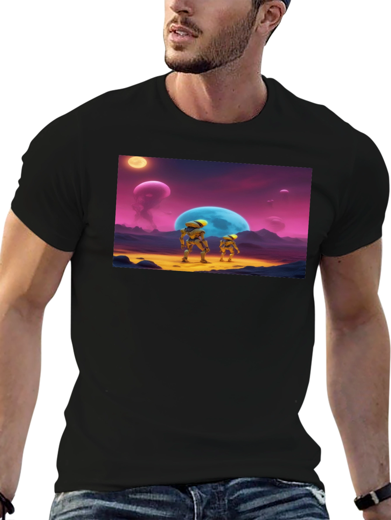 Retro Sci-Fi Crew Neck T-Shirt
