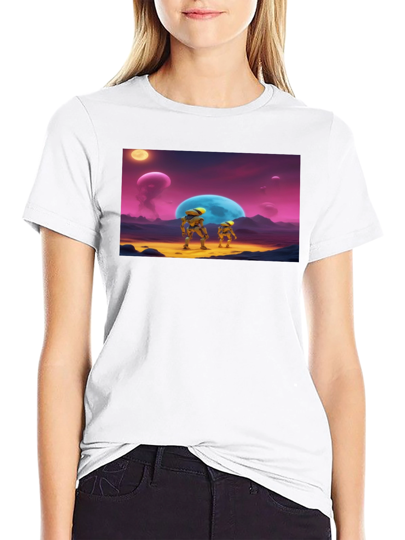 Retro Sci-Fi Crew Neck T-Shirt