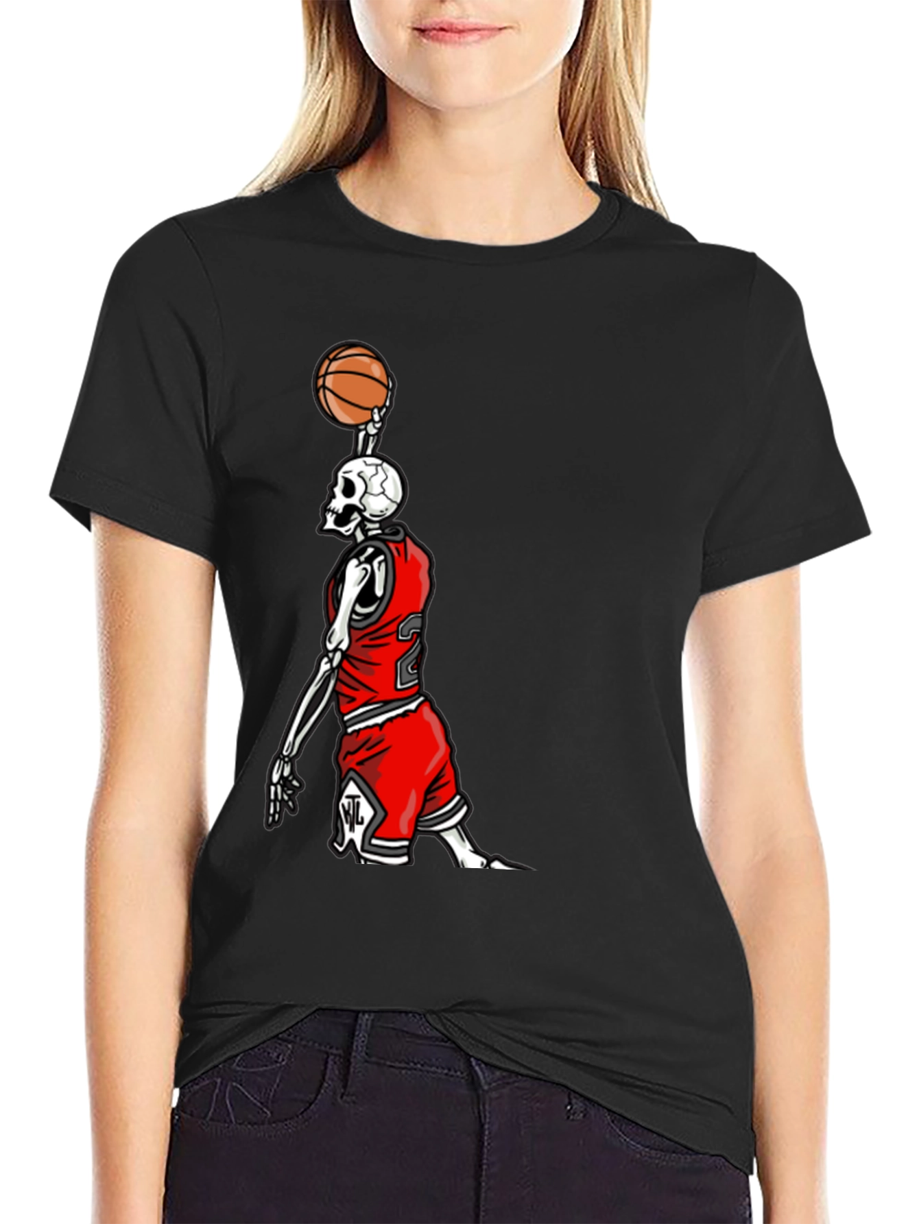 Basketball Skeleton Graphic T-Shirt