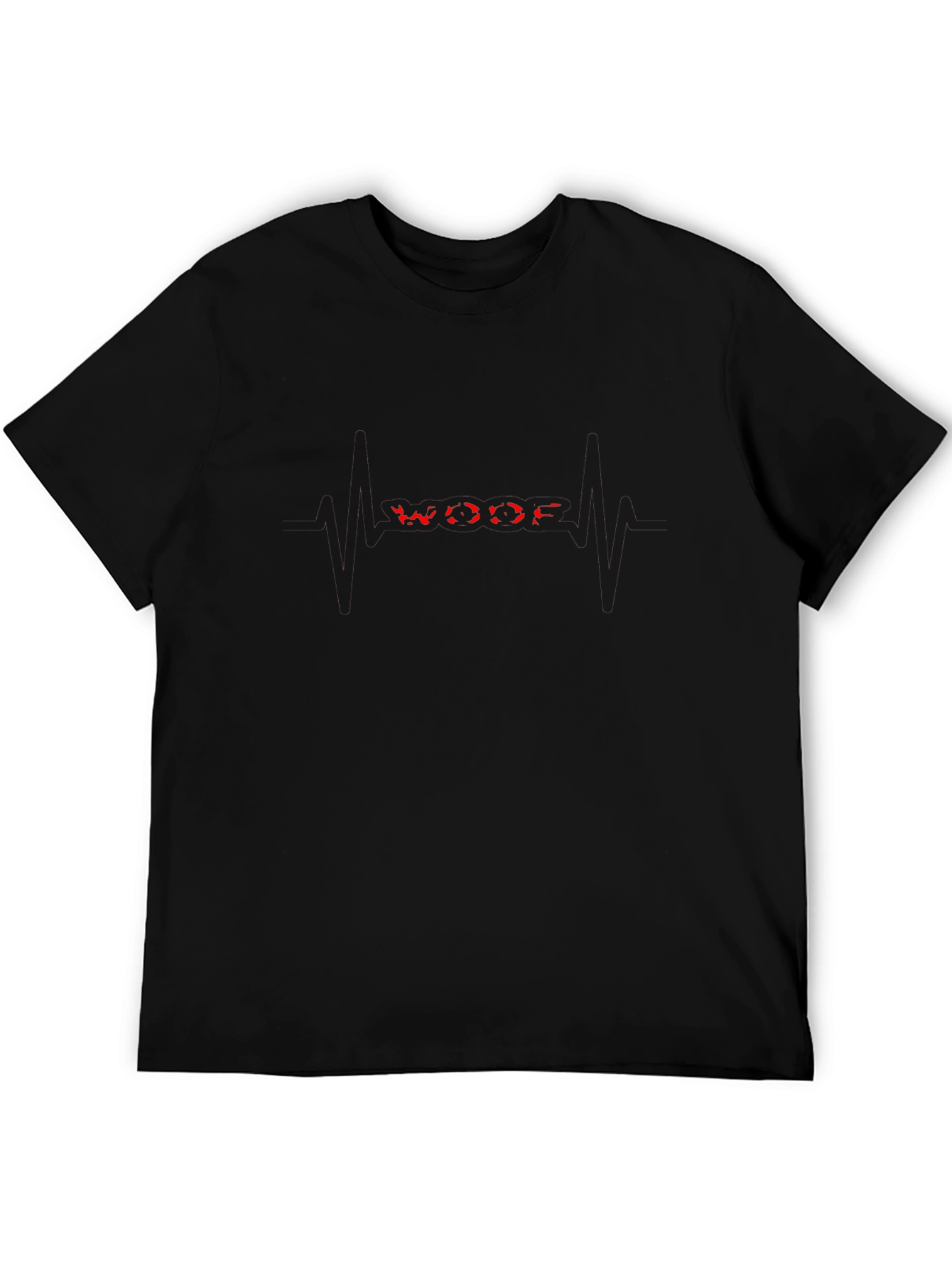 Woof Graphic Tee - Edgy Red Lettering Black T-Shirt