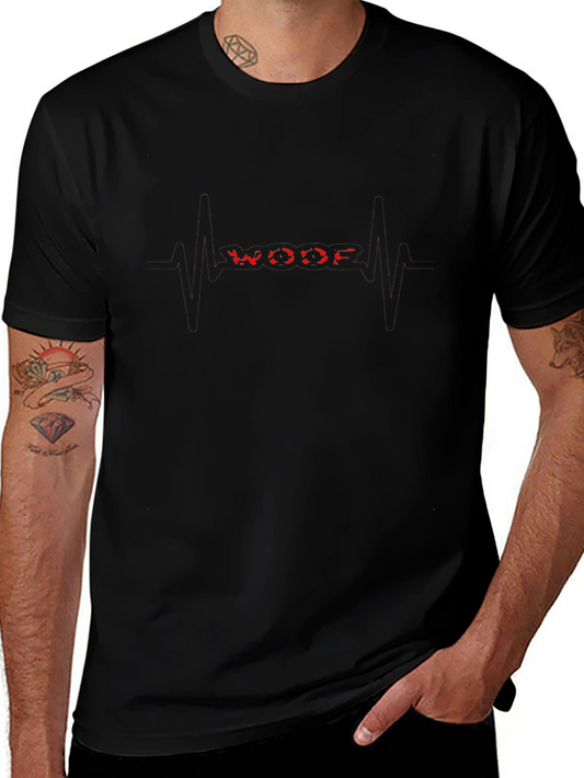 Woof Graphic Tee - Edgy Red Lettering Black T-Shirt