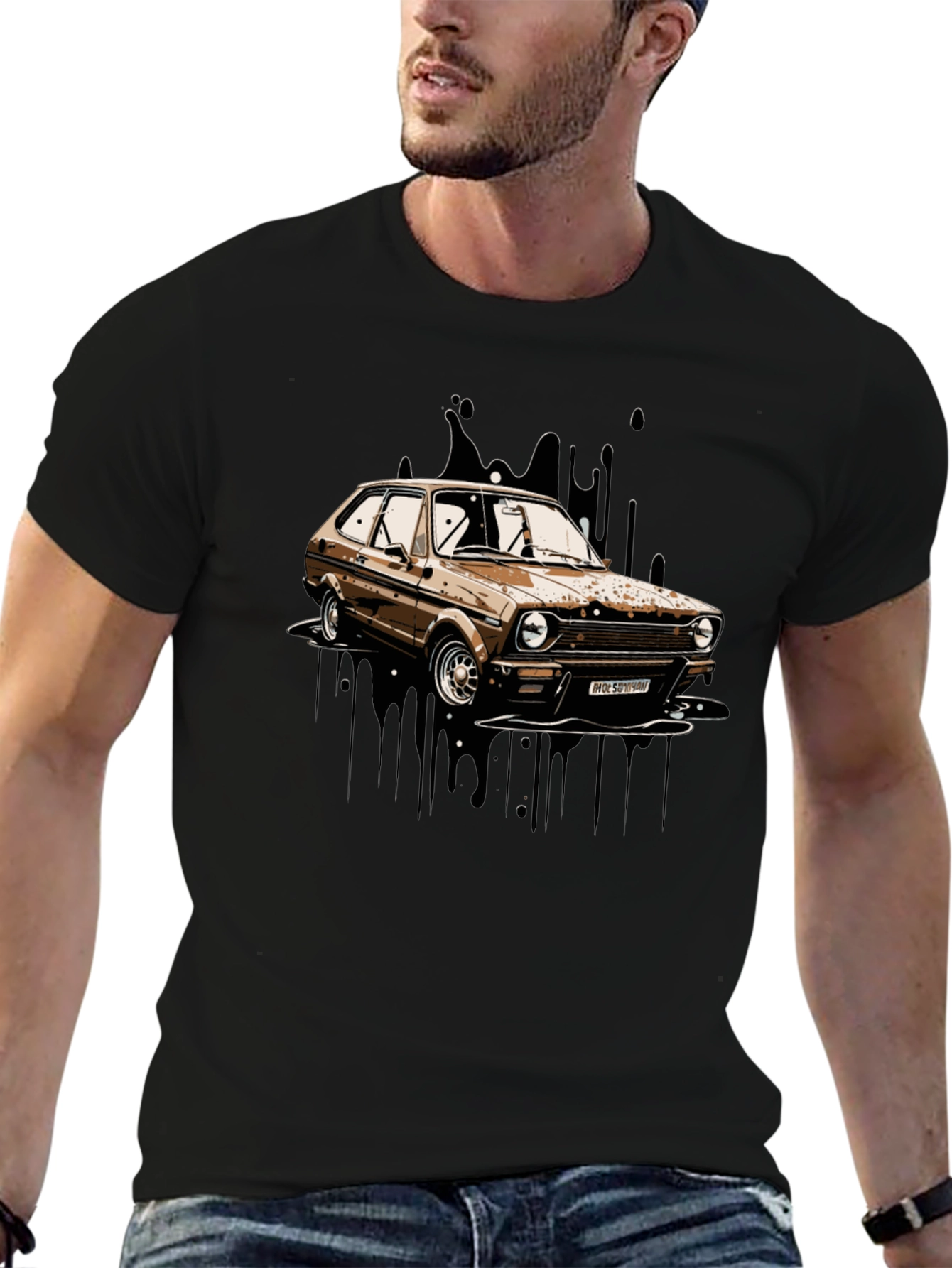 Classic Car Graphic T-Shirt - Black