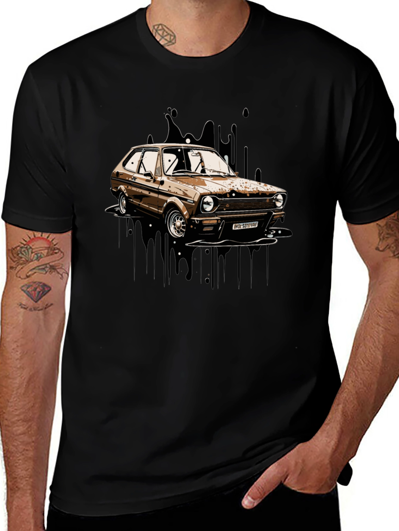 Classic Car Graphic T-Shirt - Black