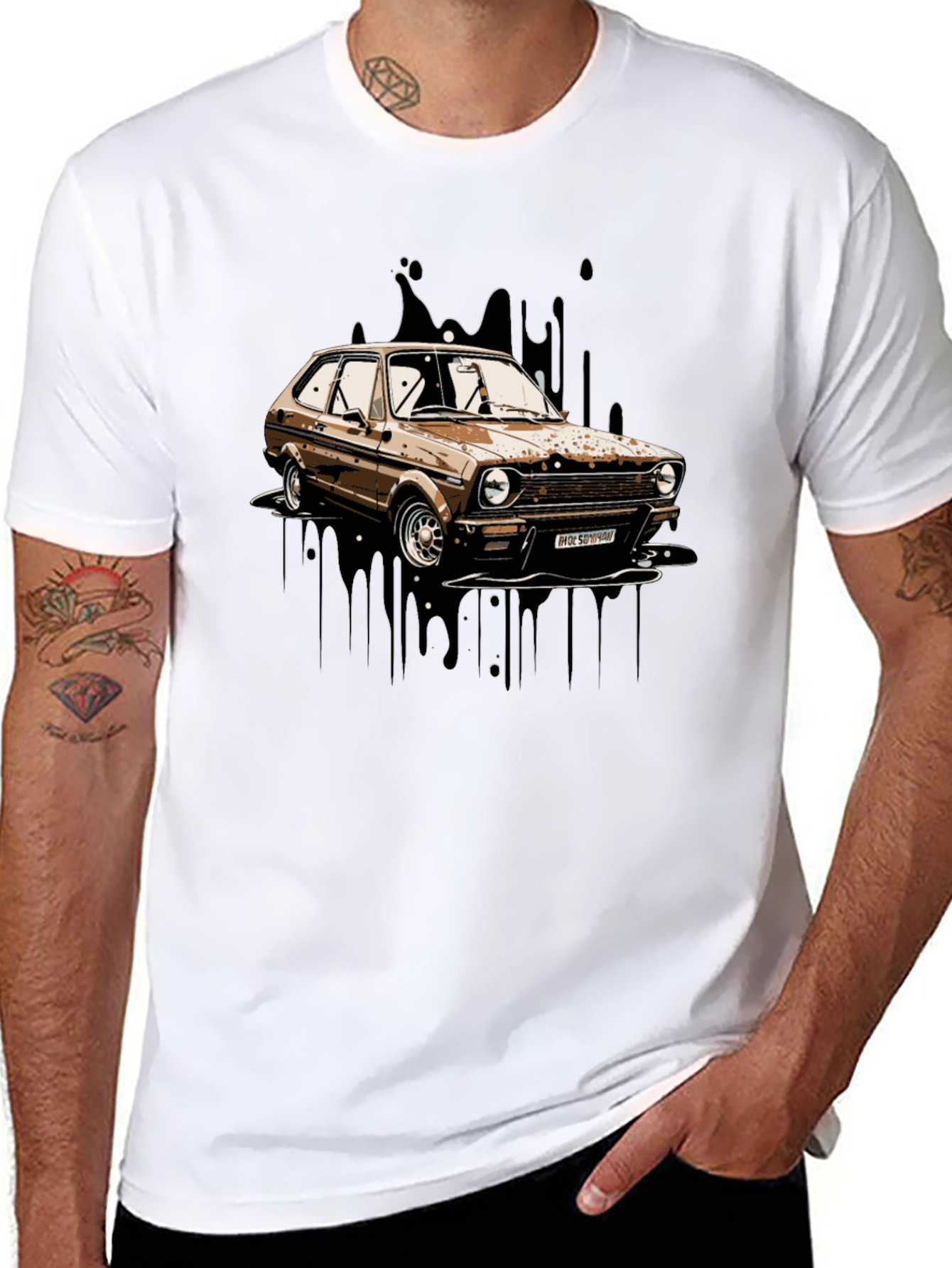 Classic Car Graphic T-Shirt - Black
