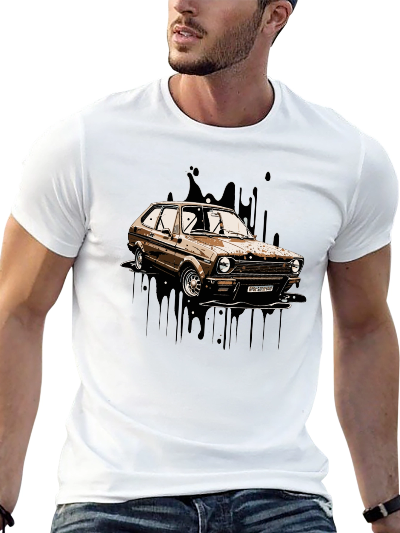 Classic Car Graphic T-Shirt - Black