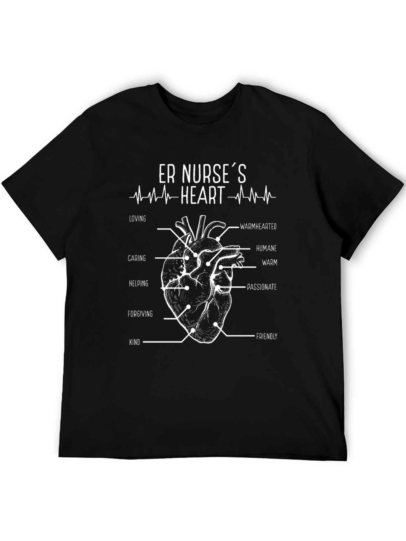 ER Nurses Heart Graphic Tee - Black