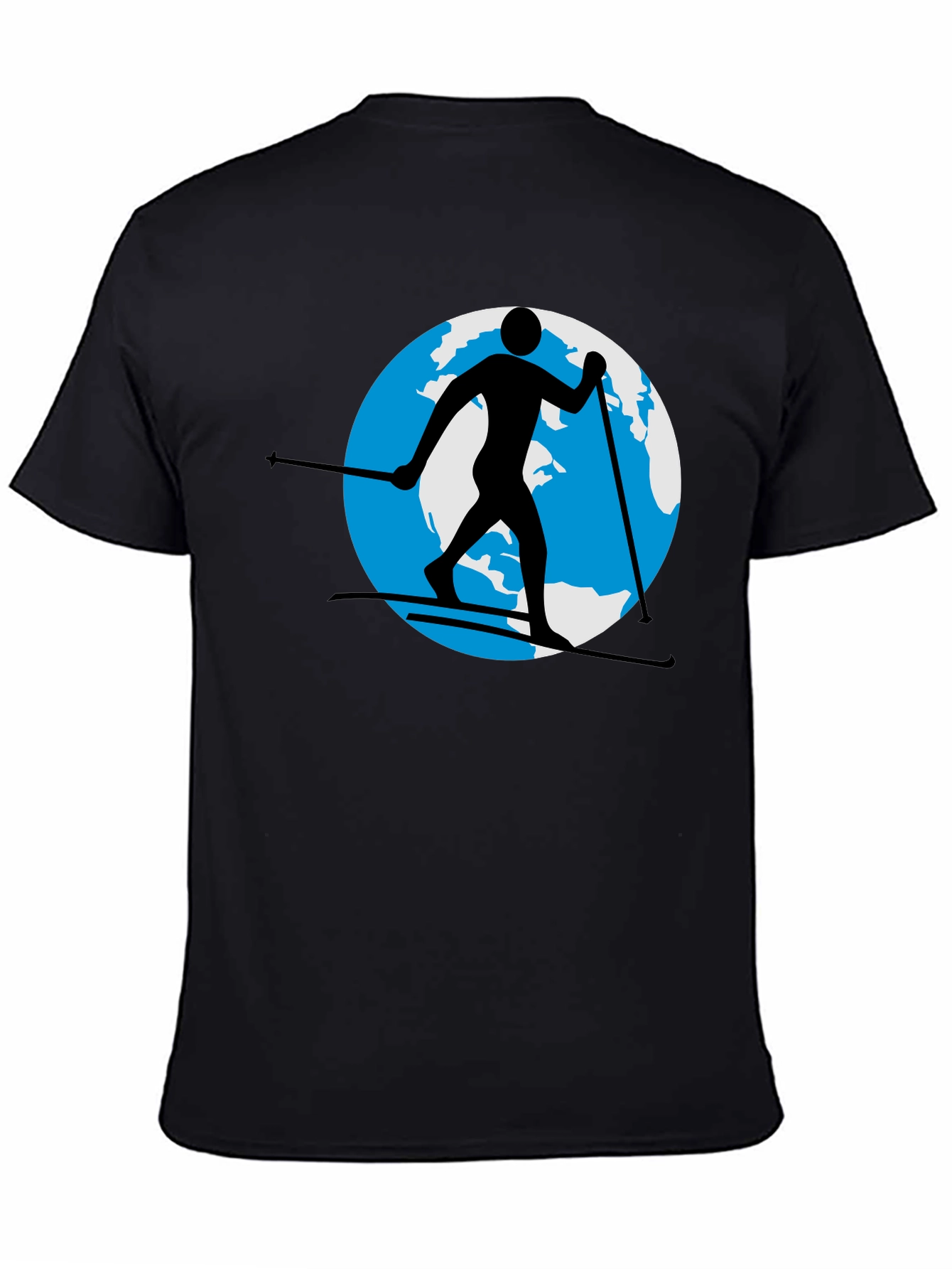 Skiing Around the World Black Graphic Tee