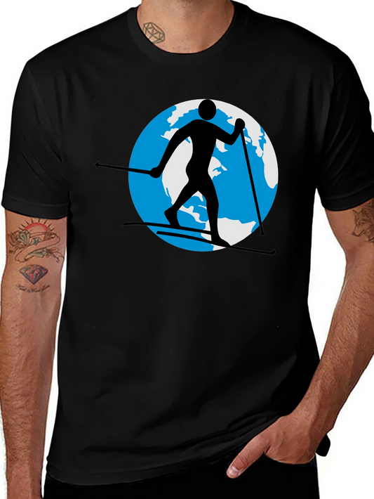 Skiing Around the World Black Graphic Tee