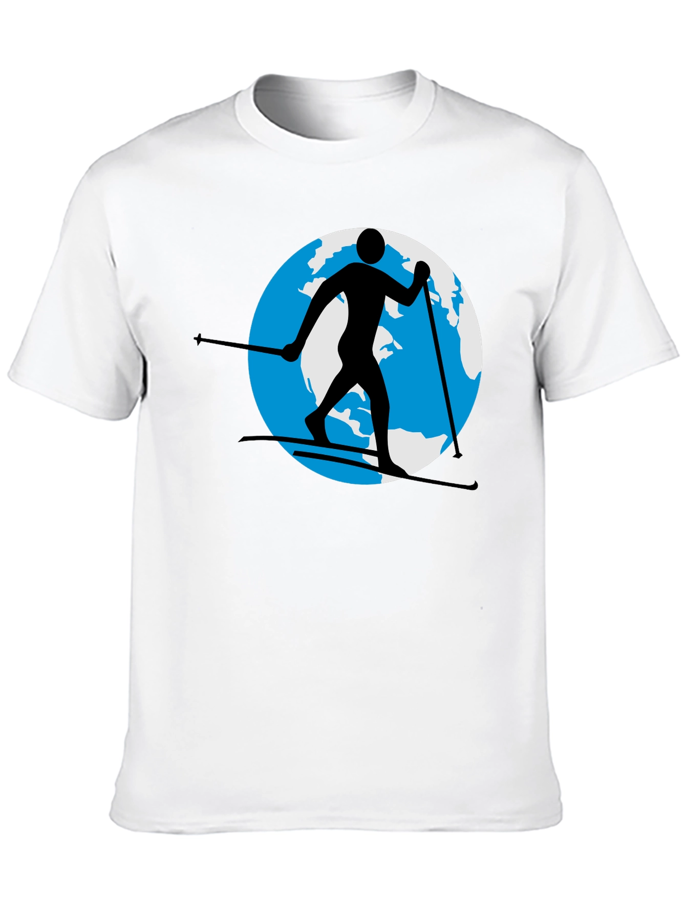 Skiing Around the World Black Graphic Tee